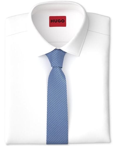 HUGO By Boss Skinny Silk Jacquard Tie - Blue