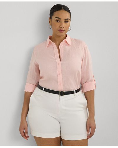 Lauren by Ralph Lauren Linen Shirt - Pink