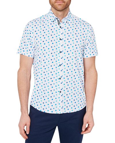 Society of Threads Slim-fit Dot Print Button-down Performance Shirt - White