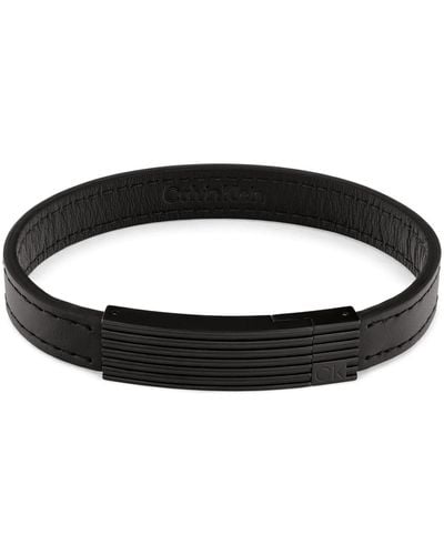 Calvin Klein Leather Bracelet - Black