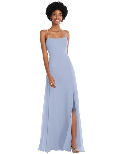 After Six Scoop Neck Convertible Tie-strap Maxi Dress - Blue