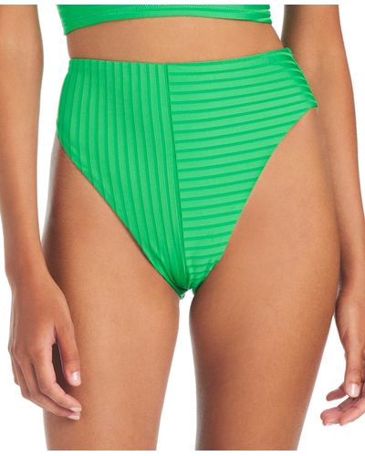 Sanctuary Refresh High Waist High Leg Bikini Bottoms - Green