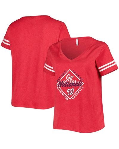 Soft As A Grape Washington Nationals Plus Size V-neck Jersey T-shirt - Red