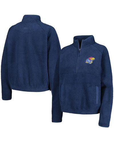 Boxercraft Kansas Jayhawks Everest Half-zip Sweatshirt - Blue