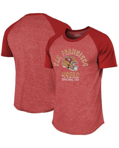 Majestic Threads Distressed San Francisco 49ers Super Bowl Lviii Tri-blend Raglan T-shirt - Red