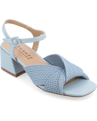 Journee Collection Zerlina Block Heel Dress Sandals - Blue
