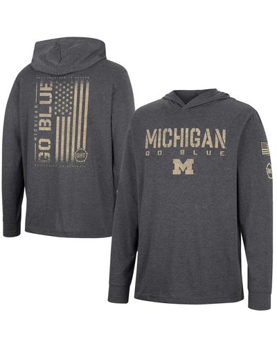 Colosseum Athletics Michigan Wolverines Team Oht Military-inspired Appreciation Hoodie Long Sleeve T-shirt - Gray