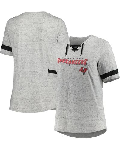 Fanatics Tampa Bay Buccaneers Plus Size Lace-up V-neck T-shirt - Gray