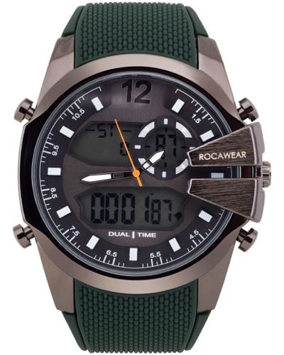 Rocawear Analog-digital Green Silicone Strap Watch 51mm - Black