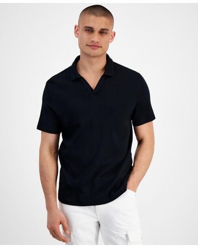 INC International Concepts Johnny Interlock Polo Shirt - Black