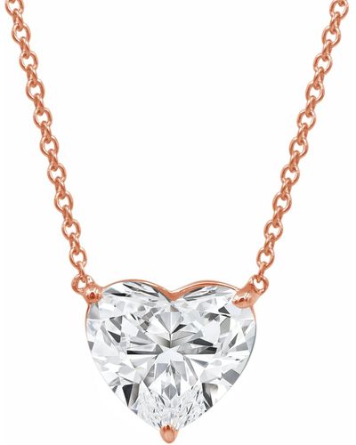 Badgley Mischka Certified Lab Grown Diamond Heart-cut Solitaire 18" Pendant Necklace (3 Ct. T.w. - Metallic