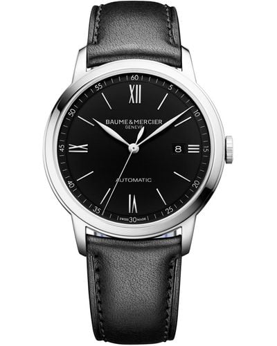 Baume & Mercier Swiss Automatic Classima Leather Strap Watch 42mm - Gray