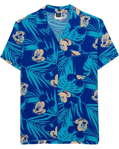 Hybrid Mickey Mouse Short Sleeves Woven Shirt - Blue