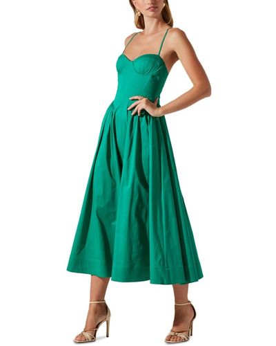 Astr Bellamy Sleeveless Fit & Flare Midi Dress - Green