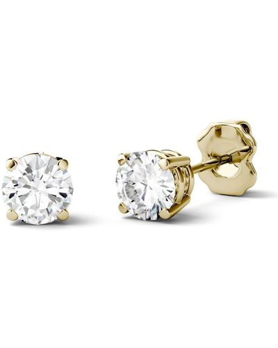 Charles & Colvard Moissanite Stud Earrings (1/2 Ct. T.w. Diamond Equivalent) In 14k White Or Yellow Gold - Metallic