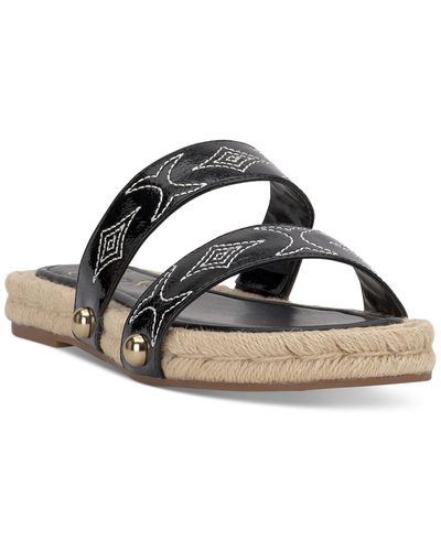 Jessica Simpson Jasdin Stitched-trim Flat Sandals - Black