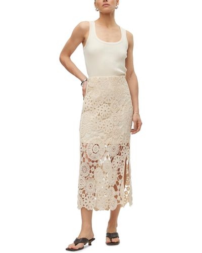 Vero Moda Lili High-rise Crotchet Midi Skirt - Natural