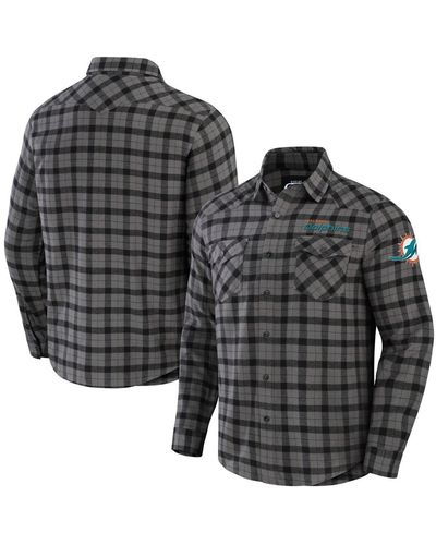 Fanatics Nfl X Darius Rucker Collection By Miami Dolphins Flannel Long Sleeve Button-up Shirt - Black