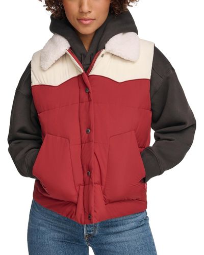Levi's Faux-fur-collar Western Puffer Vest - Red