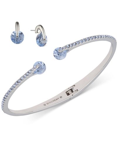 Givenchy 2-pc. Set Color Floating Stone & Crystal Cuff Bangle Bracelet & Matching Stud Earrings - Blue