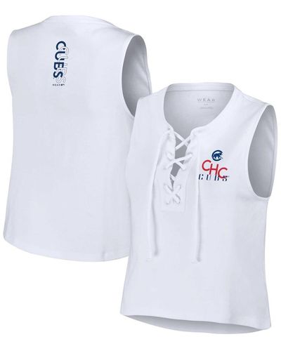 WEAR by Erin Andrews Chicago Cubs Lace-up Tank Top - White