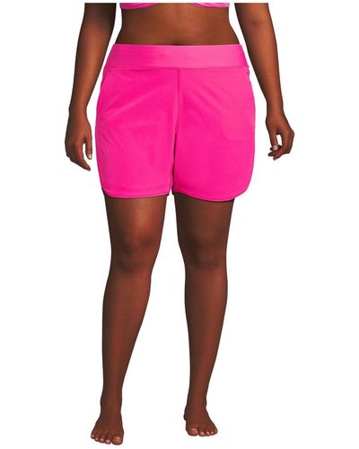 Lands' End Plus Size 5" Quick Dry Swim Shorts - Pink