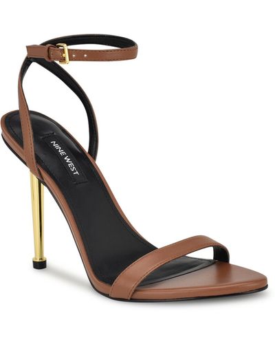 Nine West Reina Almond Toe Stiletto Dress Sandals - Metallic