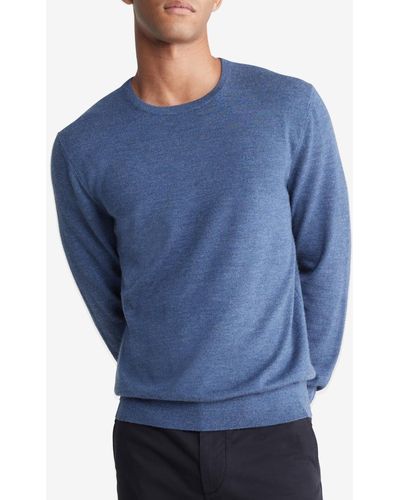Calvin Klein Extra Fine Merino Wool Blend Sweater - Blue