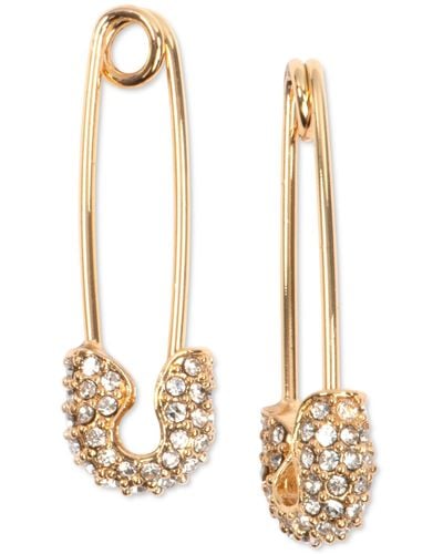 Karl Lagerfeld Pave Safety Pin Drop Earrings - Metallic