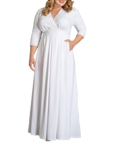 Kiyonna Plus Size Starlight Sequined Wedding Gown - White