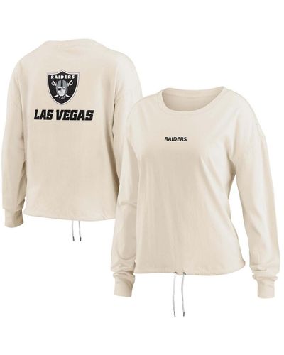 WEAR by Erin Andrews Las Vegas Raiders Long Sleeve Crop Top Shirt - Natural