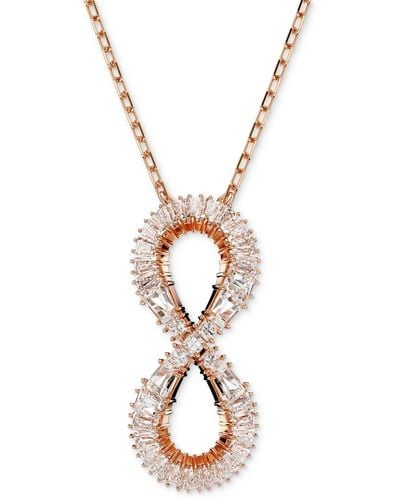 Swarovski Tone Mixed Crystal Infinity Pendant Necklace - Metallic