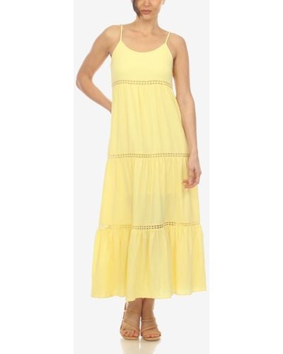 White Mark Scoop Neck Tiered Maxi Dress - Yellow