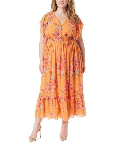 Jessica Simpson Trendy Plus Size Althea Angel Maxi Dress - Orange