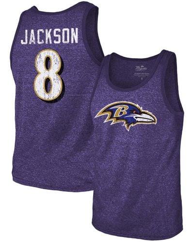 Fanatics Lamar Jackson Baltimore Ravens Name Number Tri-blend Tank Top - Purple