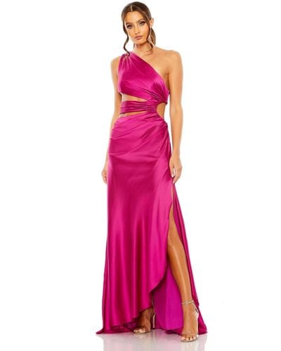 Mac Duggal Cut Out One Shoulder Satin Gown - Pink