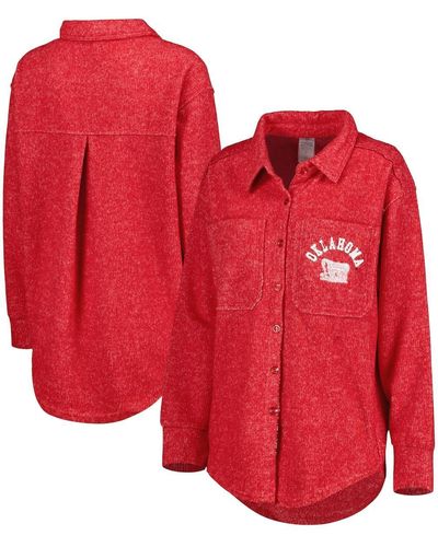 Gameday Couture Oklahoma Sooners Switch It Up Tri-blend Button-up Shacket - Red