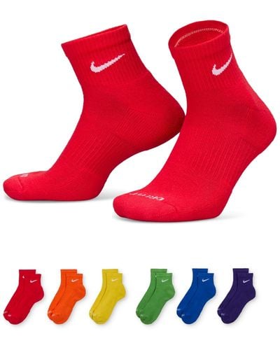 Nike 6-pk. Dri-fit Quarter Socks - Red