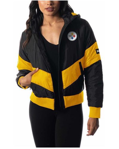 The Wild Collective Pittsburgh Steelers Puffer Full-zip Hoodie Jacket - Orange