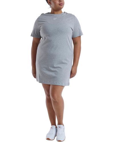 Reebok Plus Size Cotton Short-sleeve T-shirt Dress - Blue