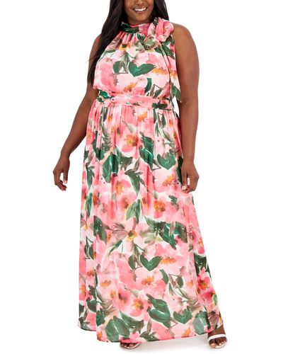 Anne Klein Plus Size Floral-print Maxi Dress - Red