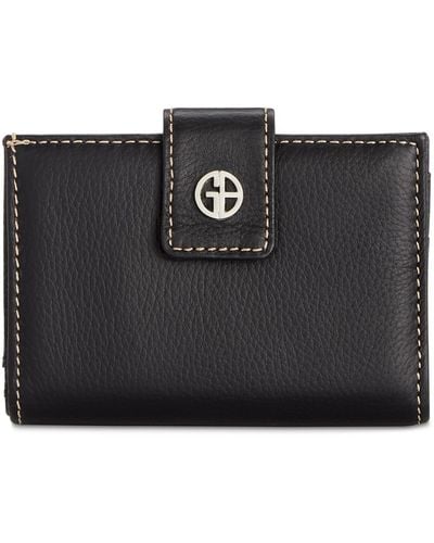 GIANI BERNINI Signature logo jacquard faux-leather foldable women's wallet  BROWN