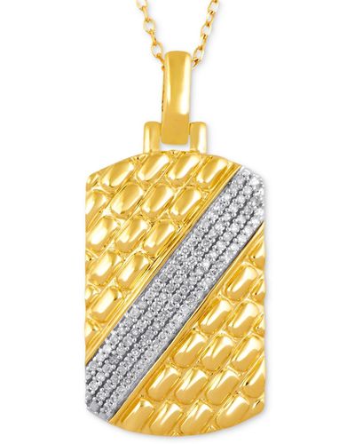 Macy's Diamond nugget-inspired Dog Tag 22" Pendant Necklace (1/5 Ct. T.w. - Metallic