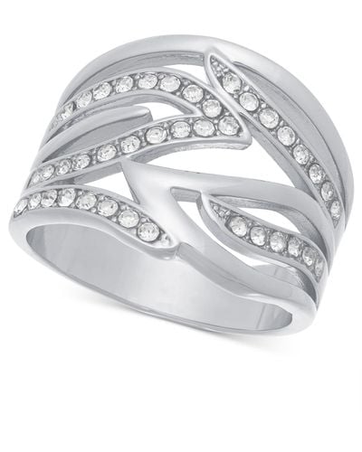 INC International Concepts Tone Pave Flame Ring - White
