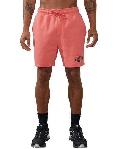 Cotton On Active Graphic Fleece Shorts - Red
