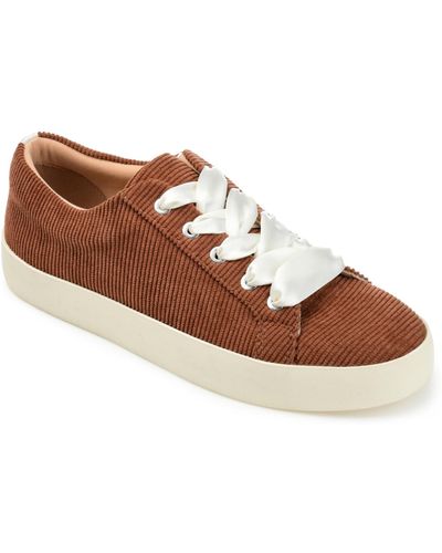 Journee Collection Kinsley Corduroy Lace Up Sneakers - Brown
