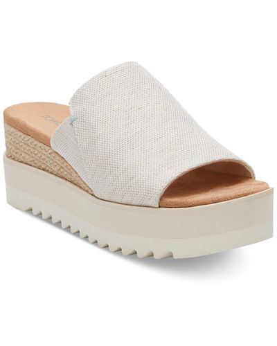TOMS Diana Flatform Slide Wedge Sandals - White