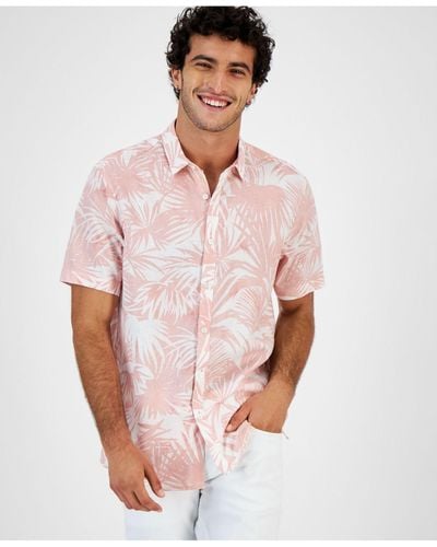 INC International Concepts Palm-print Camp Shirt, Created For Macy's - Multicolor