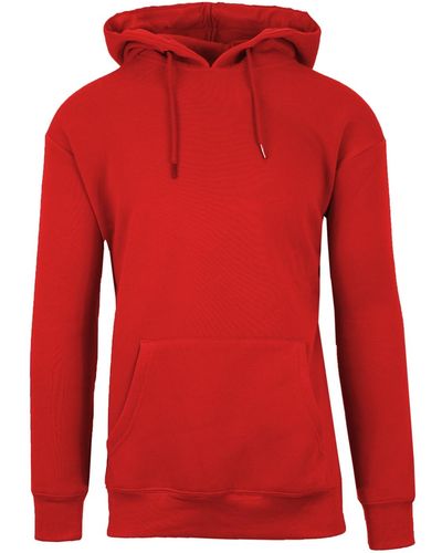 Galaxy By Harvic Oversized Slim-fit Fleece-lined Pullover Hoodie - Red