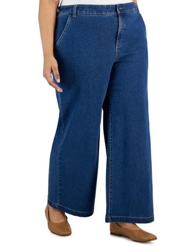 Style & Co. Plus Size Wide-leg High-rise Jeans - Blue